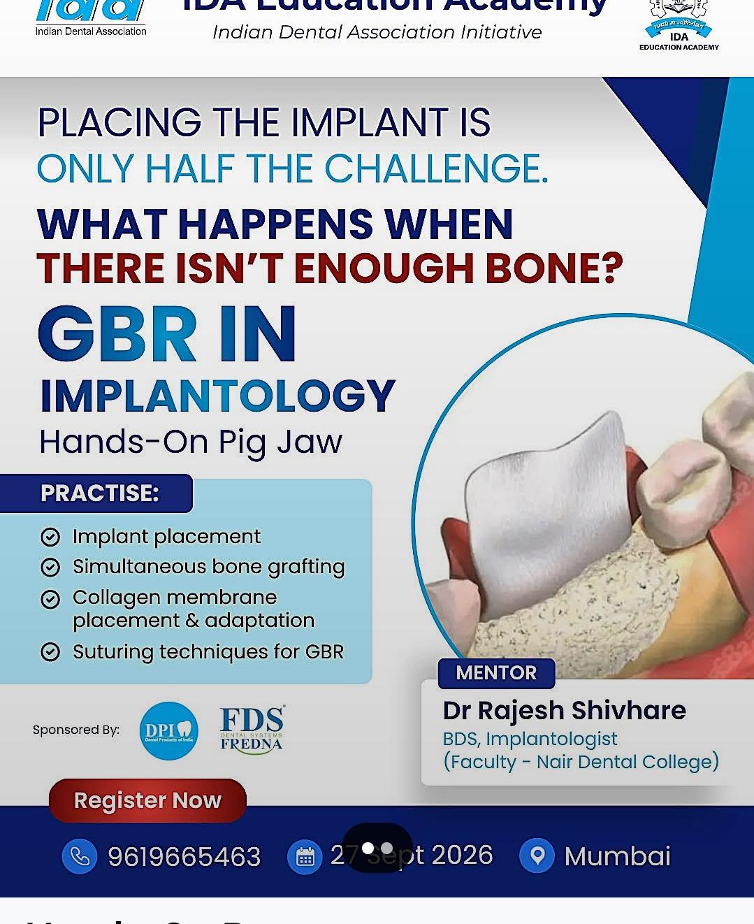 GBR in Implantology - Hands-On Pig Jaw