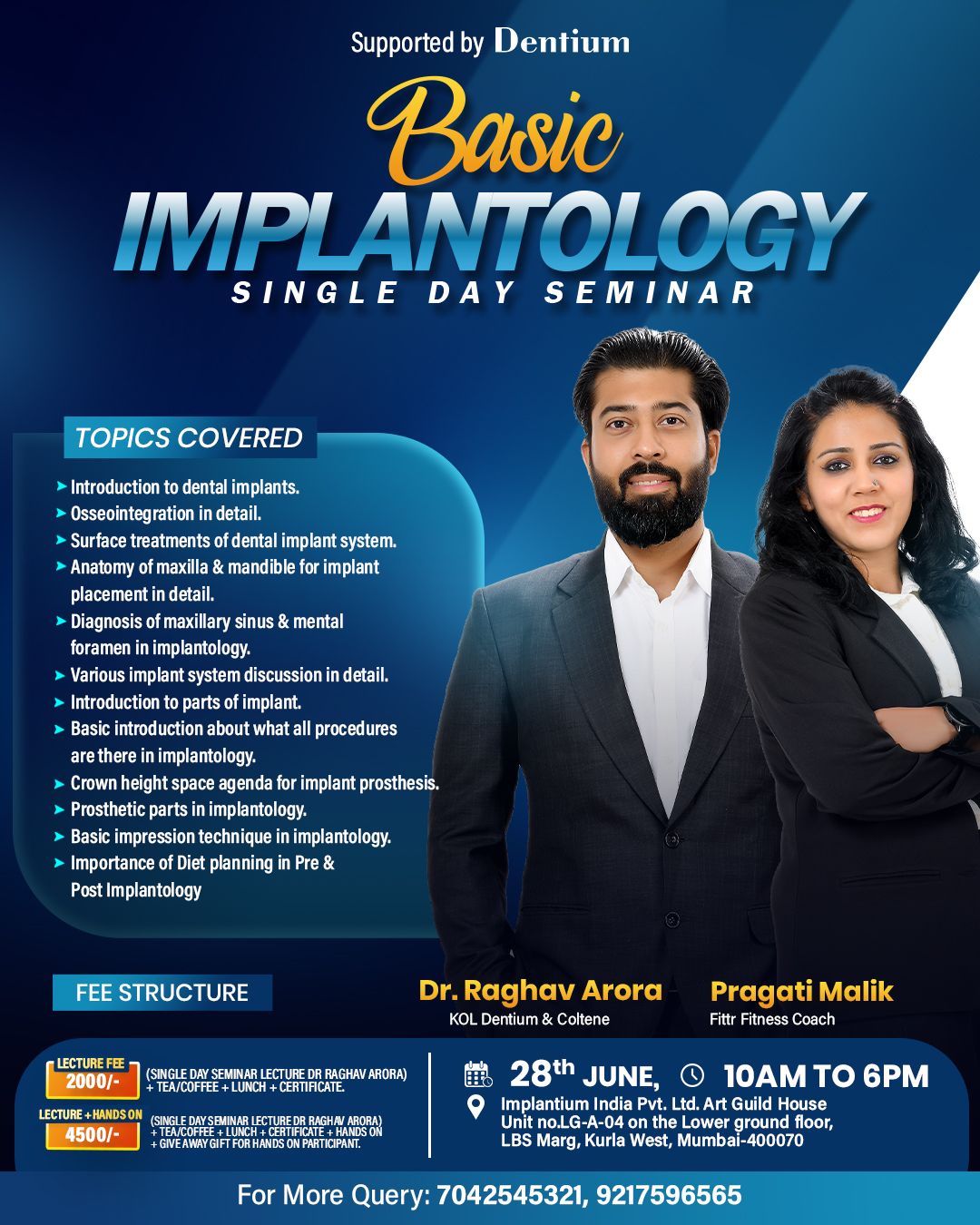 Basic Implantology — Single Day Seminar (Supported by Dentium)