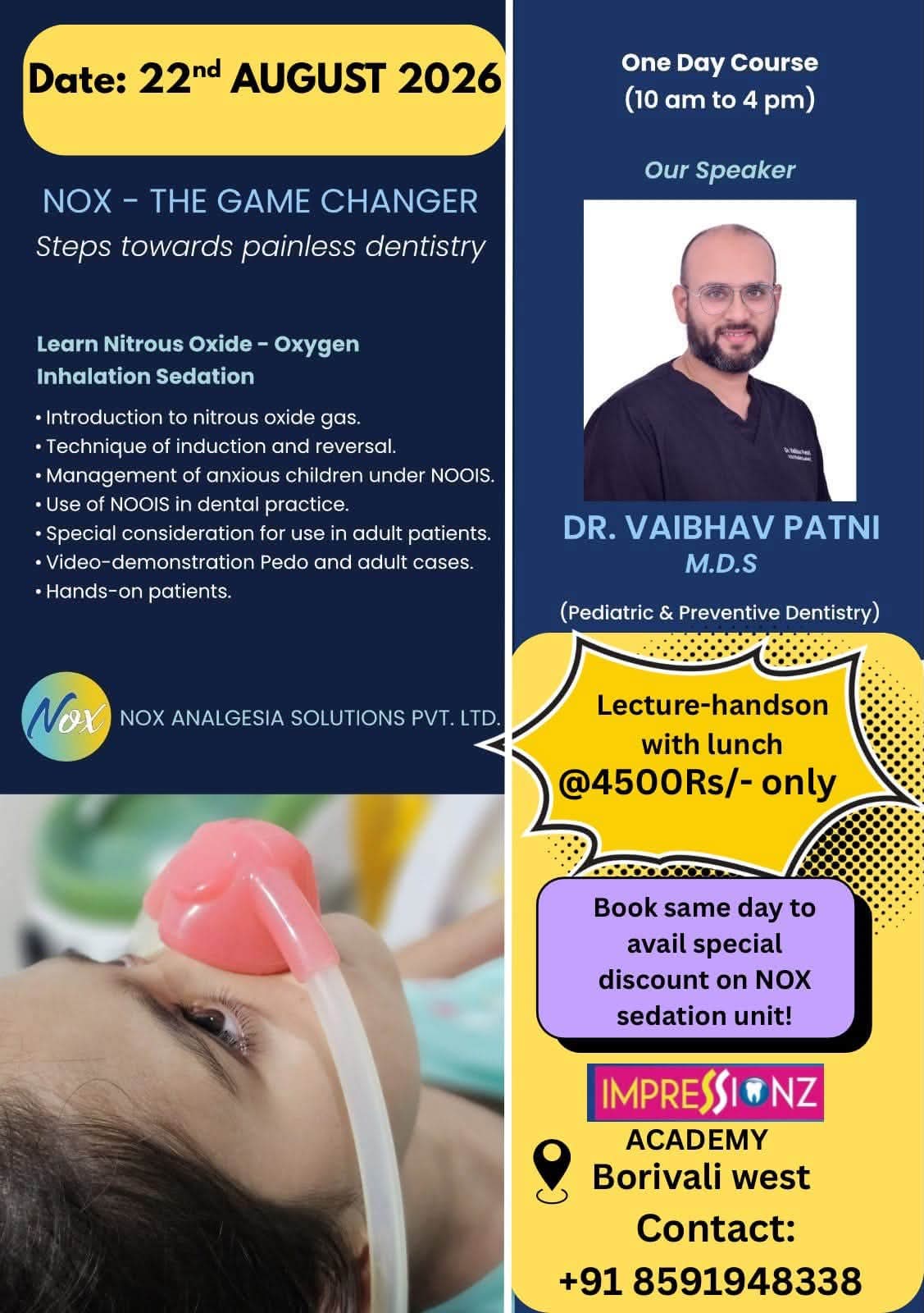 NOX — The Game Changer: Nitrous Oxide–Oxygen Inhalation Sedation (1-Day Course)