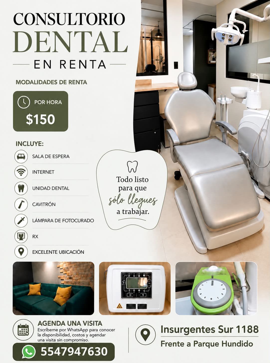 Consultorio dental en renta por hora