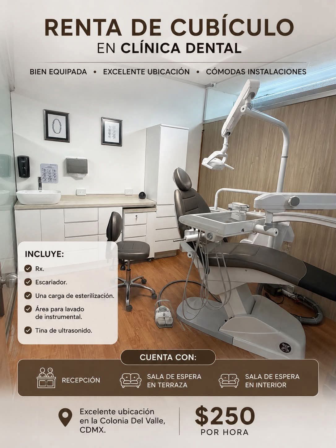 Renta de cubículo dental en clínica DentinArt — por hora